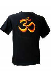 Fair Trade Embroidered Classic Orange Om T Shirt ( Black T Shirt) Fair Trade Embroidered Classic Orange Om T Shirt ( Black T Shirt)