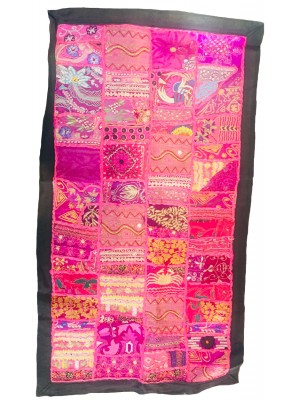 Vintage Rajasthani Embroidered Wall Hanging - Beautiful Pink Traditional Rajasthani Design - Unique Work of Art