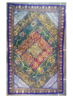 Vintage Rajasthani Embroidered Wall Hanging - Beautiful Purple, Green, Maroon & Gold Traditional Geometric Design - Unique Work of Art Vintage Rajasthani Embroidered Wall Hanging - Beautiful Purple, Green, Maroon & Gold Traditional Geometric Design - Unique Work of Art