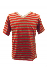Fair Trade 100% Cotton Classic Stripey Red / Grey Mens T Shirt Fair Trade 100% Cotton Classic Stripey Red / Grey Mens T Shirt