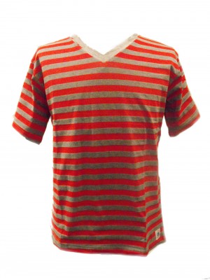 Fair Trade 100% Cotton Classic Stripey Red / Grey Mens T Shirt Fair Trade 100% Cotton Classic Stripey Red / Grey Mens T Shirt