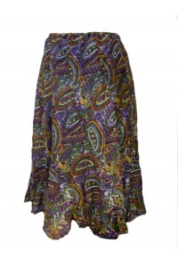 Fair Trade Cotton Jalabi Skirt - Purple Green Paisley Print