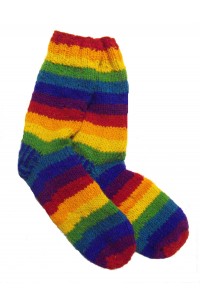Handknitted Fair Trade Woollen Rainbow Fleece Lined Slipper Socks Handknitted Fair Trade Woollen Rainbow Fleece Lined Slipper Socks