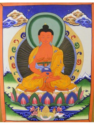 Original Vintage Tibetan Buddhist Thangka Painting - Amitabha, the Buddha of Comprehensive Love - Fair Trade Original Vintage Tibetan Buddhist Thangka Painting - Amitabha, the Buddha of Comprehensive Love - Fair Trade