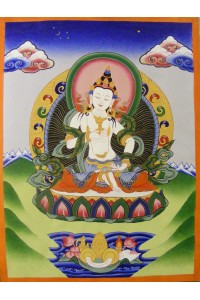 Original Vintage Tibetan Buddhist Thangka Painting - Vajrasattva - Bodhisattva of esoteric practice and tantra - Fair Trade Original Vintage Tibetan Buddhist Thangka Painting - Vajrasattva - Bodhisattva of esoteric practice and tantra - Fair Trade