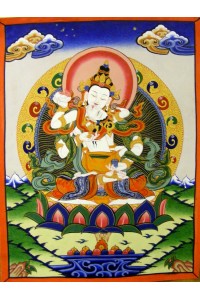 Original Vintage Tibetan Buddhist Thangka Painting - Vajrasattva and his consort Vajragarvi- Bodhisattvas of esoteric practice and tantra - Fair Trade Original Vintage Tibetan Buddhist Thangka Painting - Vajrasattva and his consort Vajragarvi- Bodhisattvas of esoteric practice and tantra - Fair Trade