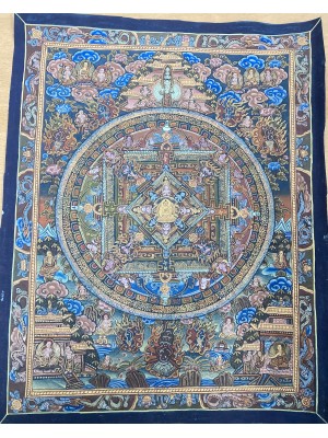Original Vintage Tibetan Buddhist Thangka Painting - Complex Kalachakra Mandala- Fair Trade Original Vintage Tibetan Buddhist Thangka Painting - Complex Kalachakra Mandala- Fair Trade