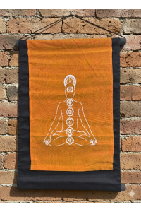 Saffron Seven Chakra Wall Hanging / Banner 100% Cotton - Fair Trade Saffron Seven Chakra Wall Hanging / Banner 100% Cotton - Fair Trade
