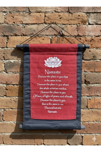 Red Namaste Affirmation Wall Hanging / Banner 100% Cotton - Fair Trade Red Namaste Affirmation Wall Hanging / Banner 100% Cotton - Fair Trade