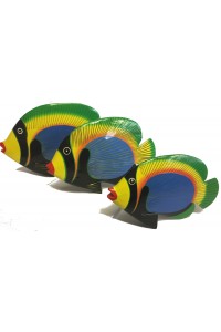 Shoal of 3 Colourful Wooden Hand painted Balinese Tropical Kissing Fish Ornament Shoal of 3 Colourful Wooden Hand painted Balinese Tropical Kissing Fish Ornament
