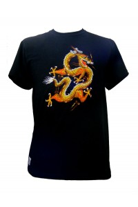 Fair Trade Embroidered Golden Chinese Dragon T Shirt ( Black T Shirt) Fair Trade Embroidered Golden Chinese Dragon T Shirt ( Black T Shirt)