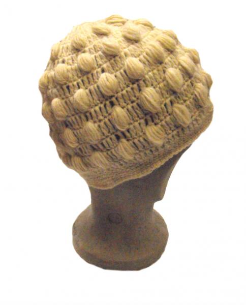 Fair Trade New Style Cream Bobbly Bobble Hat - Fleece lined - Hand Knitted - 100% Fairtrade Wool