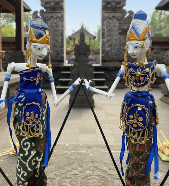 Genuine Traditional pair of Rama and Sinta Wayang Golek Rod Puppets