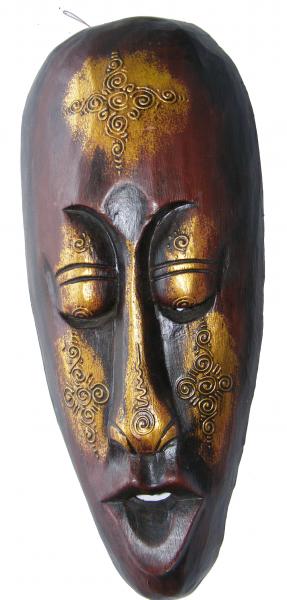 Fair Trade Handcarved Wooden Indigenous 50 cm Borneo Tribal 'Gold' Mask