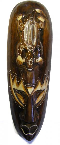 Fair Trade Small Handcarved Wooden 30cm Indigenous ' African Style ' Borneo Tribal 'Gecko' Mask 