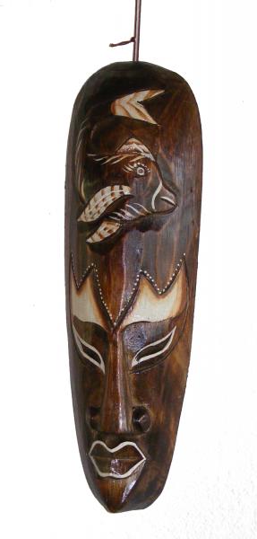 Fair Trade Small Handcarved Wooden 30cm Indigenous ' African Style ' Borneo Tribal 'Fish' Mask 