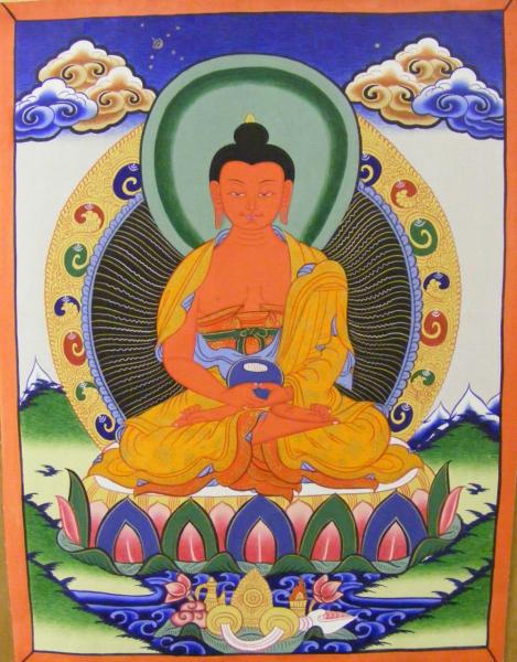 Original Vintage Tibetan Buddhist Thangka Painting -  Amitabha, the Buddha of Comprehensive Love - Fair Trade