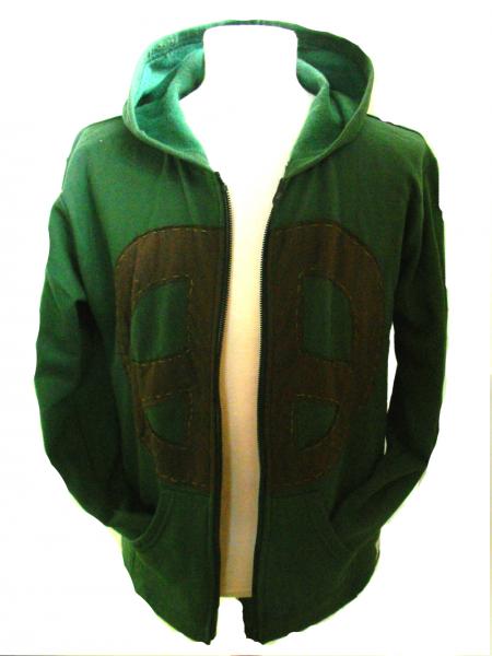 Fair Trade Green Retro Peace Hoodie