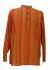 Orange Striped 100% Cotton Collarless Grandad Shirt - Fairtrade