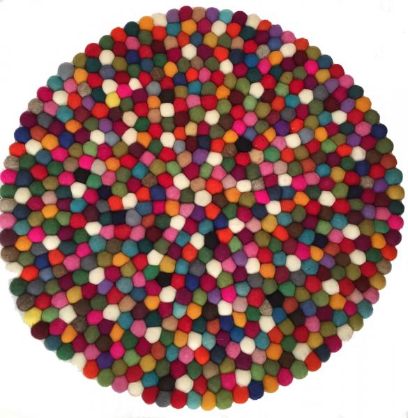 Felt Rainbow Ball Rug from Nepal - 60 cm diameter- Beautiful Handmade Tactile 100% Wool - Fair Trade
