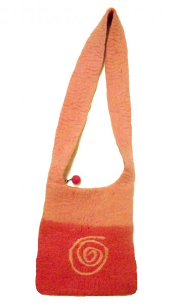 Fair Trade Hand Made Pink Eternal Spiral Felt Shoulder Bag