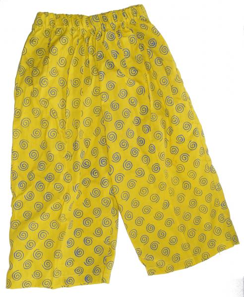 Kids Colourful Cotton Elasticated Children's Yellow Spiral Print Trousers - Fair Trade