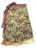 Fair Trade Short Sari Silk  Reversible Tiered Wrap Skirt - Yellow / Green Design