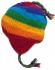 Rainbow Hand Knit Wool Earflap Hat - Fair Trade - Fleece Lined Toasty Warm