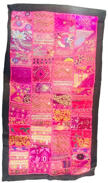 Vintage Rajasthani Embroidered Wall Hanging - Beautiful Pink Traditional Rajasthani Design - Unique Work of Art