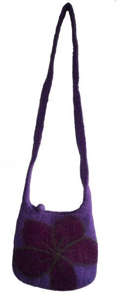 Purple Felt Daisy Shoulder Bag / Handbag - Fair Trade - Handmade Lovely & Tactile