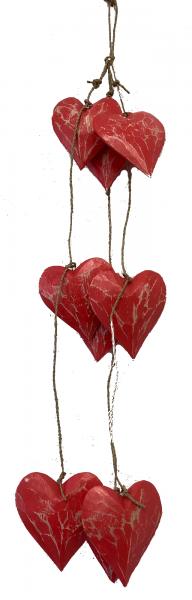 Red  Hearts  on a  String - hand painted wood - Fair Trade