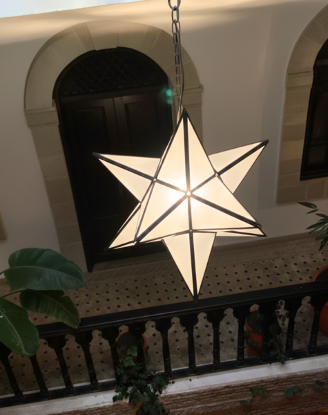 Moroccan Classic Star Lampshade with white glass from Marrakesh - 2 sizes