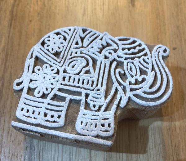 Large Indian Elephant Design Hand Carved Wooden Printing Blocks -  Fair Trade