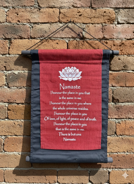 Red Namaste Affirmation Wall Hanging / Banner 100% Cotton - Fair Trade