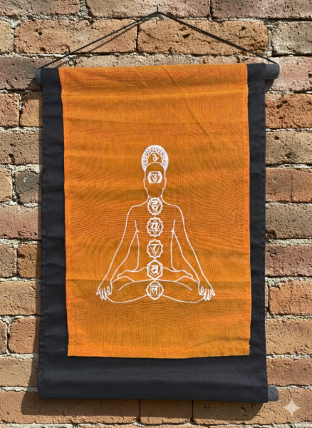 Saffron Seven Chakra Wall Hanging / Banner 100% Cotton - Fair Trade