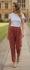 Red / Yellow Striped Cotton Casual Unisex Trousers Lightweight Summer Baggies