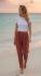 Red / Yellow Striped Cotton Casual Unisex Trousers Lightweight Summer Baggies