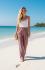 Purple / Red Striped Cotton Casual Unisex Trousers Lightweight Summer Baggies