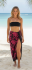 Sarong Beach Coverup Batik from Bali Large Size Dark Pink & Black Flowers