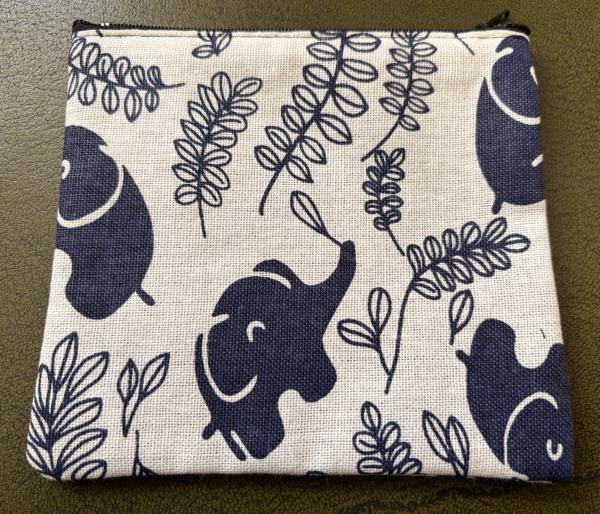 Large Baby Elephant Purse Unbleached Cotton Navy Contemporary Design Fair Trade