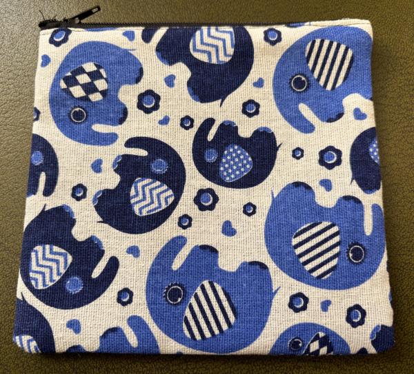 Large Baby Elephant Purse Unbleached Cotton Two Tone Blue Design Fair Trade