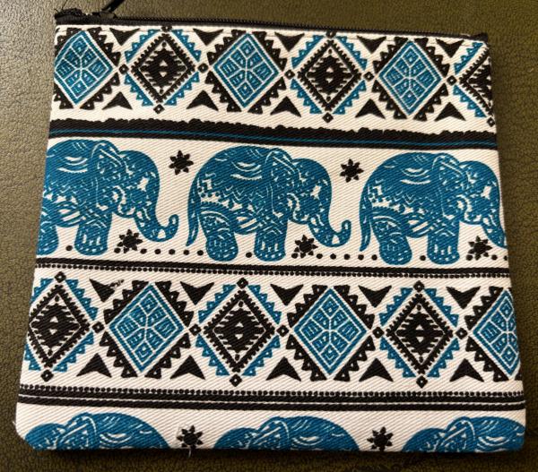 Large Cute Baby Elephant Design Childrens Coin Purse - Fair Trade - Turquoise - Made in Laos