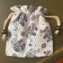 Large Unbleached Cotton Pouch / Purse - Traditional Baby Elephant Print from Thailand